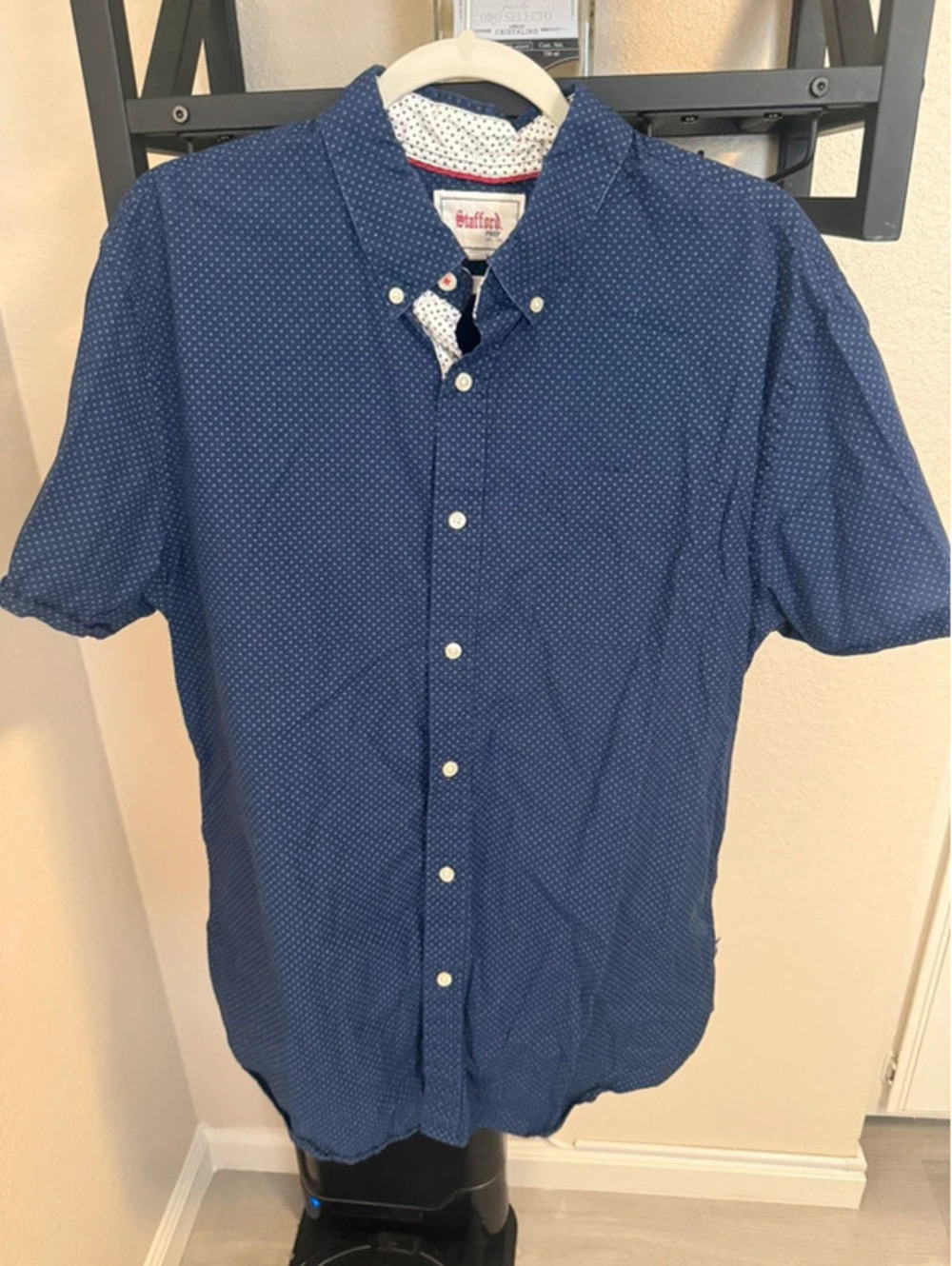 Stafford Prep Short-Sleeve Polka Dot Button-Down Shirt - Size XL